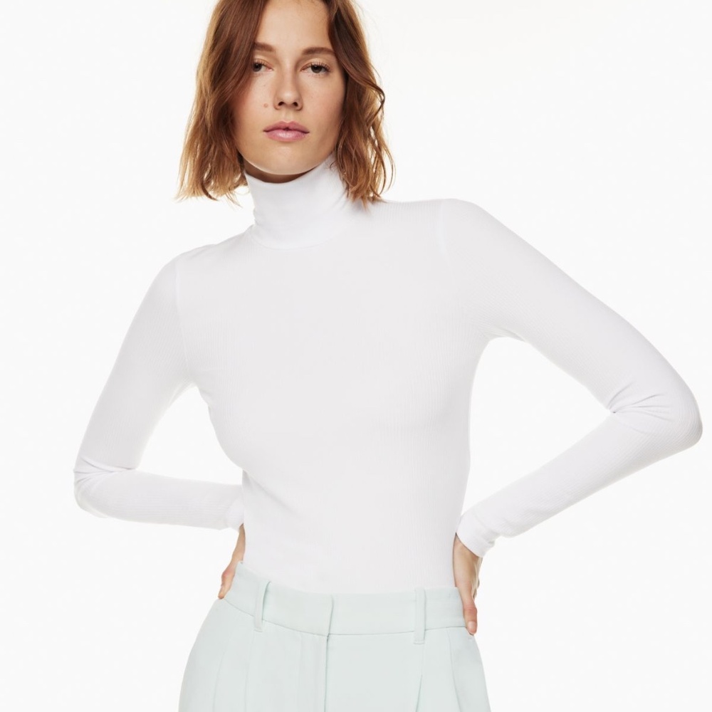 ARITZIA BABATON White Turtleneck Long Sleeves Tshirt Top